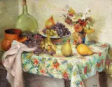 Fruits et fleurs sur une table by Marcel Dyf, 1933, oil, offered Jul 2021