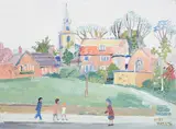 Kettles yard, cambridge by Fred Yates, oil, sold Jul 2021