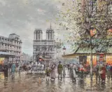 Paris by Antoine Blanchard, oil, sold Jul 2021