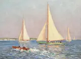 Sailing off the south coast by Charles David Jones Bryant, oil, sold Jul 2021