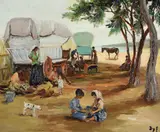 La halte des gitans by Marcel Dyf, 1950, Oil on canvasSigned46 x, sold Jul 2021
