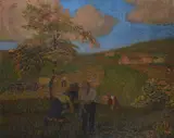Farmers at work by Alfredo Prosa, oil, offered Jul 2021