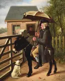 At the level crossing by Charles Hunt, oil, sold Jul 2021