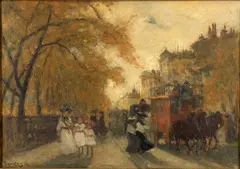 Street Scene Oil on board Signed 23.5 x 33cm (9¼ x 12 in.) Framed, labels to reverse for Hungarian gallery by Antal Berkes, Oil on board, offered Jul 2021