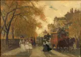 Street Scene Oil on board Signed 23.5 x 33cm (9¼ x 12 in.) Framed, labels to reverse for Hungarian gallery by Antal Berkes, Oil on board, offered Jul 2021