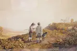 Shepherd boy and cowherd in a landscape by John James Chalon, 1812, watercolour, offered Jul 2022