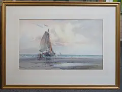 Dutch fishing boats by William Knox, watercolour and gouache, sold Jul 2022