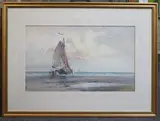 Dutch fishing boats by William Knox, watercolour and gouache, sold Jul 2022