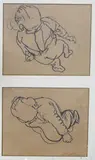 Studies of an infant, each 26 x 21cm, framed as one by Peter Howson, ink, sold Jul 2022