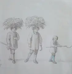 Returning from the harvest field by Anthony Devis, pencil and wash, sold Jul 2022