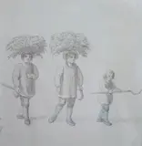 Returning from the harvest field by Anthony Devis, pencil and wash, sold Jul 2022