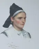 Portrait of a Dutch girl by James Hayllar, 1885, oil on board, sold Jul 2022