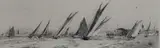 Yachts racing off Southsea by William Lionel Wyllie, etching, sold Jul 2022