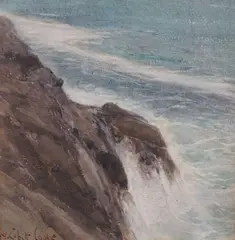 Cliffs and Sea, Cornwall by William Cubitt Cooke, watercolour, sold Jul 2022