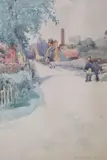 Village street scene by Thomas Simpson, watercolour, sold Jul 2022