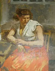 Six oils by Michael Cadman, 1963, drawing, sold Jul 2022