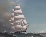 The United States Clipper Young America off Dover by Christophe J. Guise, oil on board, sold Jul 2022