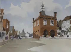 Reigate Town Hall by John Yardley, watercolour, sold Jul 2022