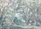 Deer in parkland by George Howard Short, 1910, watercolour, sold Jul 2022
