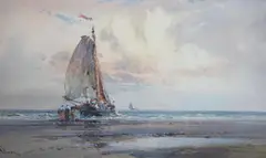 Dutch fishing boats by William Knox, watercolour and gouache, sold Jul 2022