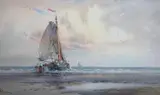 Dutch fishing boats by William Knox, watercolour and gouache, sold Jul 2022