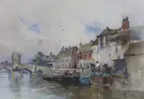 Riverside with anglers by Frederick Stuart Richardson, 1884, watercolour, sold Jul 2022
