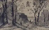 Fecamps by Henri Harpignies, watercolor, offered Jul 2022