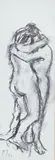 Embracing Lovers, initialled and dated '70, 25 x 8.5cm by Llewellyn Petley-Jones, charcoal, offered Jul 2022