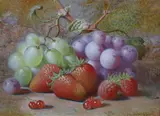 Still life of grapes by Charles Archer, 1916, oil on board, offered Jun 2022