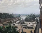 View of Paris looking along The Seineoil on by Charles André Igounet de Villers, oil on canvas, offered Jun 2022