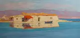 House and boat beside the sea by Michalis Oikonomou, 1913, oil on canvas, offered Jun 2022