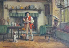 Rivals by Frank Moss Bennett, oil on canvas board, sold Jun 2022
