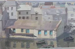 Green Doors, Polperro by Teng-Hiok Chiu, 1930, oil on canvas, sold Jun 2022