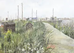 Houseboats at Shoreham by Anthony Richard Cooke, oil on panel, offered Jun 2022