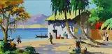 Tobago, Fishing Village, West Indies by Cecil Rochfort D'Oyly-John, oil on canvas, sold Jun 2022