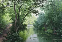 Le Chemin d'Aiglard' oil on canvas signed 37 x 54cm Oil on canvas in honest untouched condition, would benefit from a light clean but no real faults noted by René Charles Edmond His, oil on canvas, sold Jun 2022
