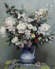 Fleurs Pivcines by Marcel Dyf, oil on canvas, sold Jun 2022