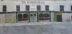 Façade by Brian Hagger, 1964, oil on board, sold Jun 2022