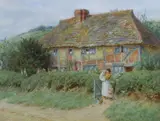 Old Cottages, Horsham watercolour signed 31 x 40.5cm Very good clean condition with no faults noted, colours remain strong by Helen Allingham, watercolour, offered Jun 2022