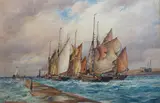 Rye' watercolour signed and dated '16 50 x 75cm Watercolour on paper, some scattered foxing throughout otherwise in good condition with good strength of colour by Frederick James Aldridge, watercolour, sold Jun 2022