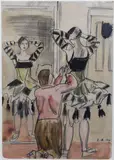 Finishing Touches' watercolour and pencil initialled and dated 1924 with RA label verso 35 x 25cm Watercolour by Laura Knight, 1924, watercolour and pencil, sold Jun 2022