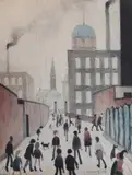 Mrs Swindell’s Picturelithographsigned in by L. S. Lowry, lithograph, sold Jun 2022