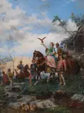 The Hawking Partyoil on wooden panelsigned and dated '7940 by Cesare Auguste Detti, oil on wood, sold Jun 2022