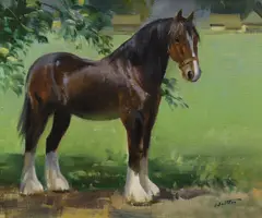 Study of a Shire horse by Frank Wootton, oil on canvas, sold Jun 2022