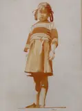 Girl standing on a wall, Kuldi Ghor by Rob Fairley, watercolour, sold Jun 2022