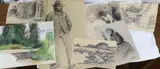 Small group of assorted drawings and watercolours by Paul Pascal, watercolor, sold Jun 2022
