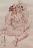 Nude in a looking glass by Franco Matania, pastel, sold Jun 2022