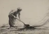 Woman harvester by George Soper, etching, sold Jun 2022