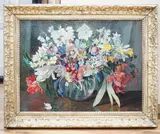 Spring flowers by Gwen Whicker, oil on canvas, sold Jun 2022