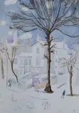 Snow in Bayswater by Pauline Sitwell, watercolour, offered Jun 2022